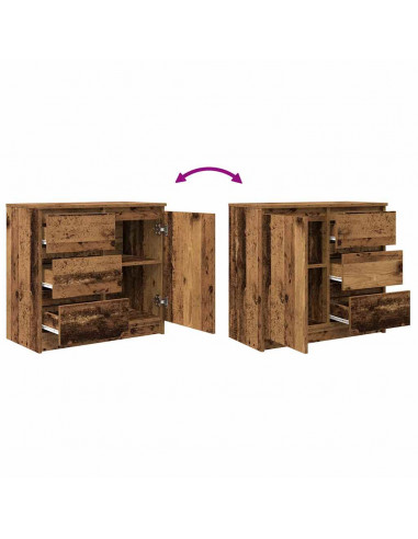 Credenza con Cassetto Legno Antico 71x35x65 cm in Truciolato