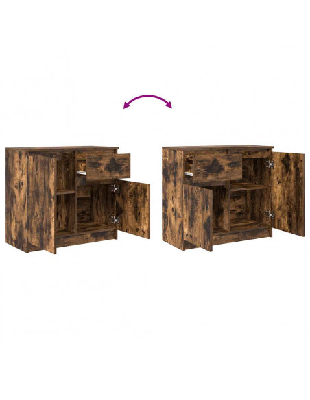 Credenza con Cassetto Rovere Fumo 71x35x65 cm in Truciolato
