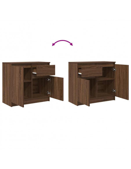 Credenza con Cassetto Rovere Marrone 71x35x65 cm in Truciolato