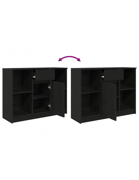 Credenza con Cassetto Rovere Nero 101x35x76cm Legno Multistrato