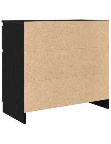 Credenza con Cassetto Rovere Nero 71x35x65 cm Legno Multistrato