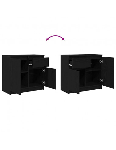 Credenza con Cassetto Rovere Nero 71x35x65 cm Legno Multistrato