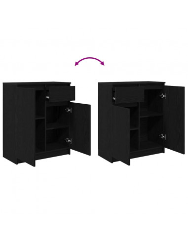 Credenza con Cassetto Rovere Nero 71x35x84 cm Legno Multistrato