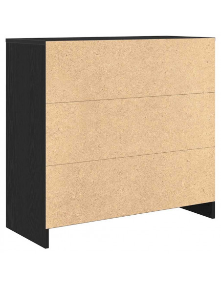 Credenza con Cassetto Rovere Nero 80x34x76 cm Legno Multistrato