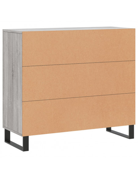 Credenza Grigio Sonoma 90x34x80 cm in Legno Multistrato