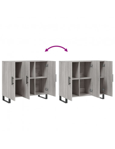 Credenza Grigio Sonoma 90x34x80 cm in Legno Multistrato