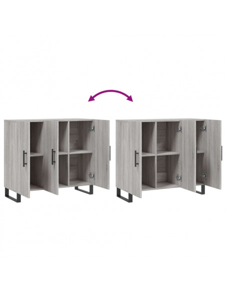 Credenza Grigio Sonoma 90x34x80 cm in Legno Multistrato