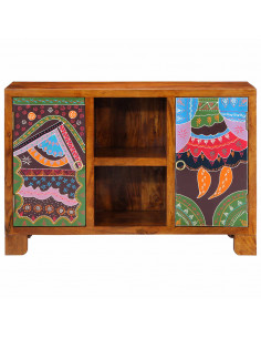 Credenza Multicolore 90x35x60 in Legno Massello di Acacia