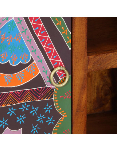 Credenza Multicolore 90x35x60 in Legno Massello di Acacia