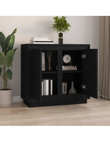 Credenza Nera 80x34x75 cm in Legno Multistrato