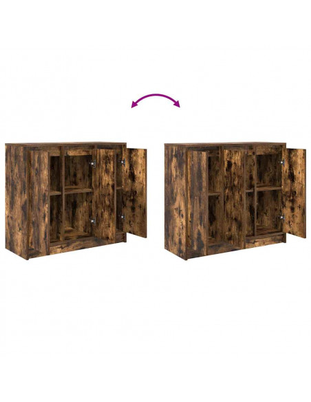Credenza Rovere Fumo 85x34x76 cm in Legno Multistrato