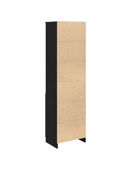 Credenza Rovere Nero 50x35x180 cm in Legno Multistrato
