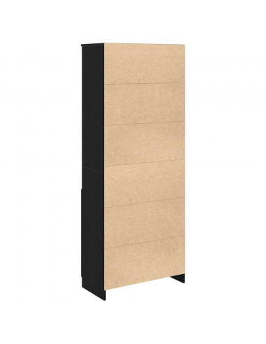 Credenza Rovere Nero 70x35x180 cm in Legno Multistrato