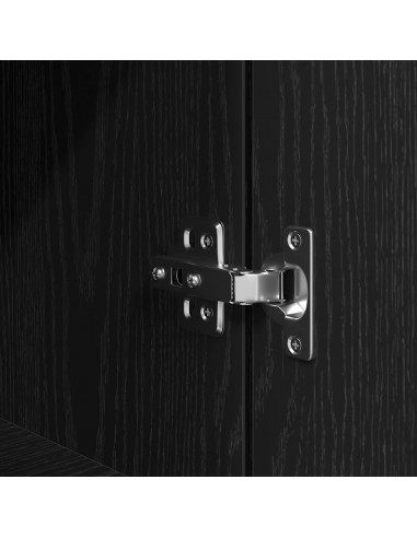 Credenza Rovere Nero 70x35x180 cm in Legno Multistrato