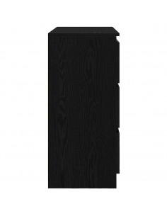 Credenza Rovere Nero 80x35x76 cm in Legno Multistrato