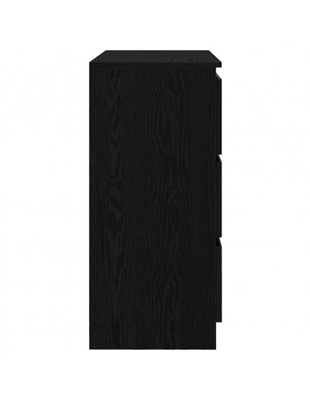 Credenza Rovere Nero 80x35x76 cm in Legno Multistrato