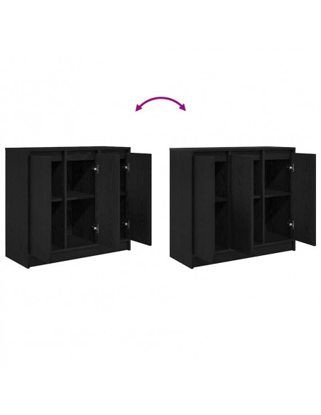 Credenza Rovere Nero 85x34x76 cm in Legno Multistrato