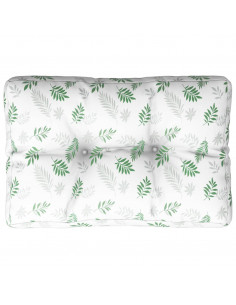 Cuscino per Pallet con Motivo a Foglie 50x40x12 cm in Tessuto