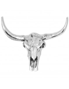 Decorazione Testa del Cranio a Parete in Alluminio Argento