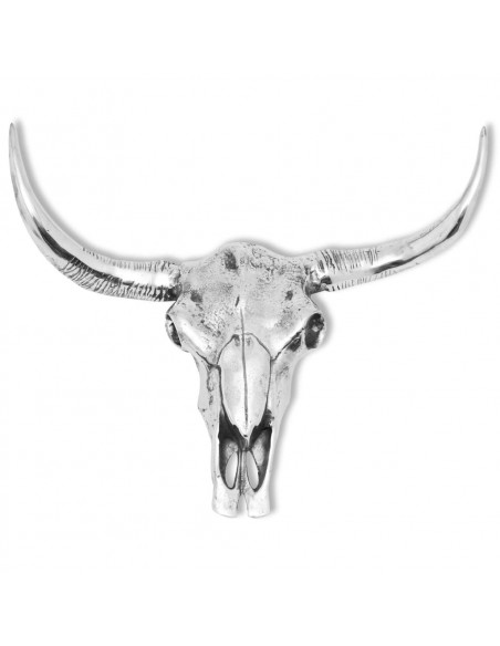 Decorazione Testa del Cranio a Parete in Alluminio Argento