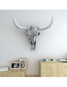 Decorazione Testa del Cranio a Parete in Alluminio Argento 2