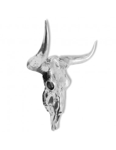 Decorazione Testa del Cranio a Parete in Alluminio Argento
