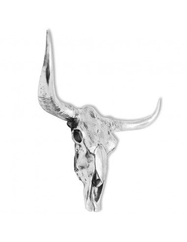Decorazione Testa del Cranio a Parete in Alluminio Argento