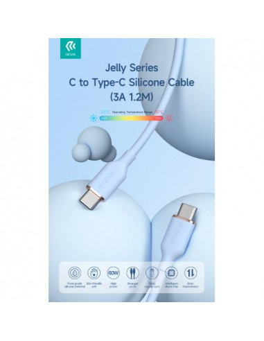 Devia Cavo silicone Jelly da Tipo-C a Tipo-C 3A 60W 1.2M Bianco