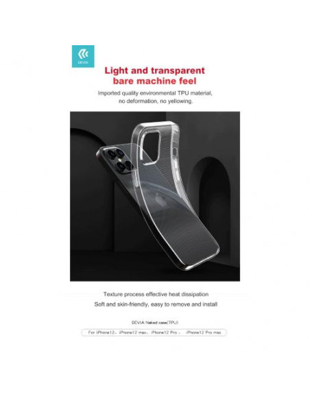 DEVIA COVER PROTETTIVA TRASPARENTE MORBIDA PER IPHONE 12 & 12 PRO