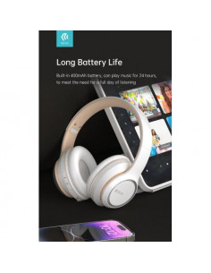 Devia Cuffia wireless EM039 bluetooth V. 5.2 ricaricabile Bianca