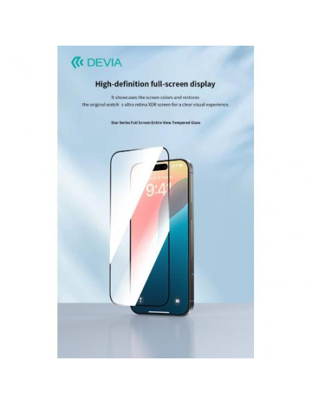 Devia Pellicola in vetro temperato full screen per iPhone 16 Plus