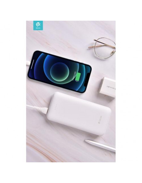 DEVIA POWER BANK KINTONE V2 20.000 MAH 2 USCITE 5 VOLT 2.1A. BIANCO