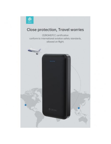 DEVIA POWER BANK KINTONE V2 20.000 MAH 2 USCITE 5 VOLT 2.1A. NERO