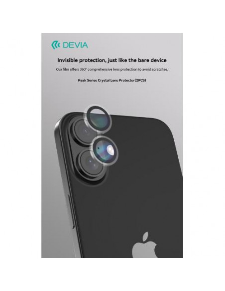 Devia Protezione per fotocamera in cristallo iPhone 16 & 16Plus