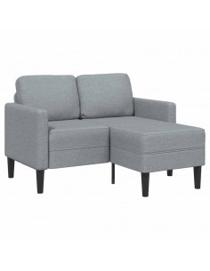 Divano 2 Posti con Chaise a L Grigio Chiaro 125 cm in Tessuto