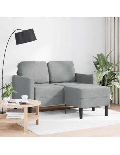 Divano 2 Posti con Chaise a L Grigio Chiaro 125 cm in Tessuto 2