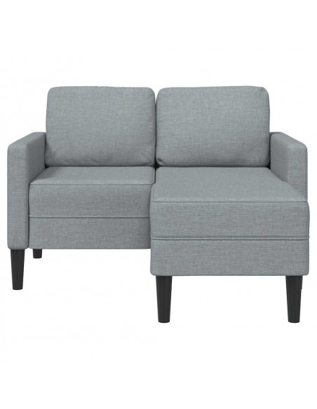 Divano 2 Posti con Chaise a L Grigio Chiaro 125 cm in Tessuto