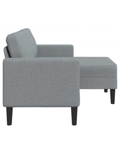 Divano 2 Posti con Chaise a L Grigio Chiaro 125 cm in Tessuto