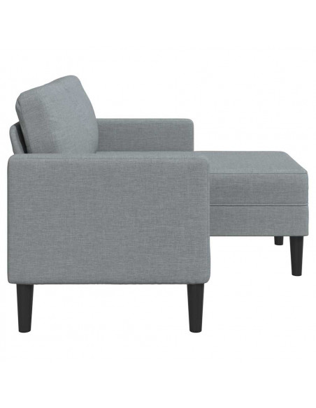 Divano 2 Posti con Chaise a L Grigio Chiaro 125 cm in Tessuto