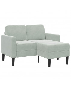 Divano 2 Posti con Chaise a L Grigio Chiaro 125 cm in Velluto