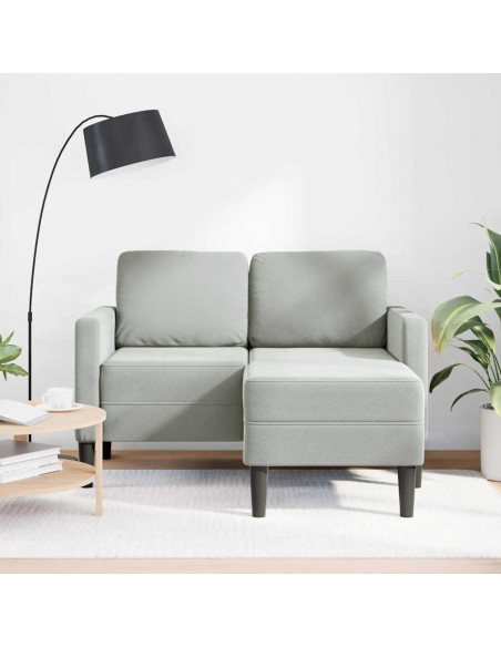 Divano 2 Posti con Chaise a L Grigio Chiaro 125 cm in Velluto