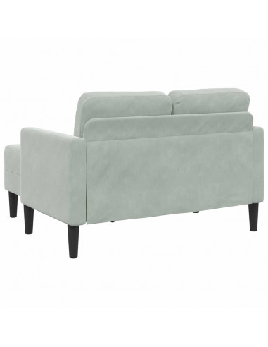 Divano 2 Posti con Chaise a L Grigio Chiaro 125 cm in Velluto