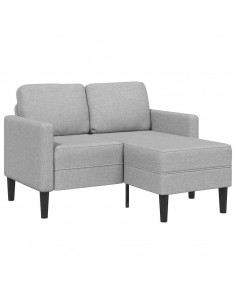 Divano 2 Posti con Chaise a L Grigio Nuvola 125 cm in Tessuto