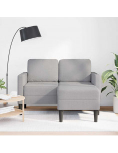 Divano 2 Posti con Chaise a L Grigio Nuvola 125 cm in Tessuto 2