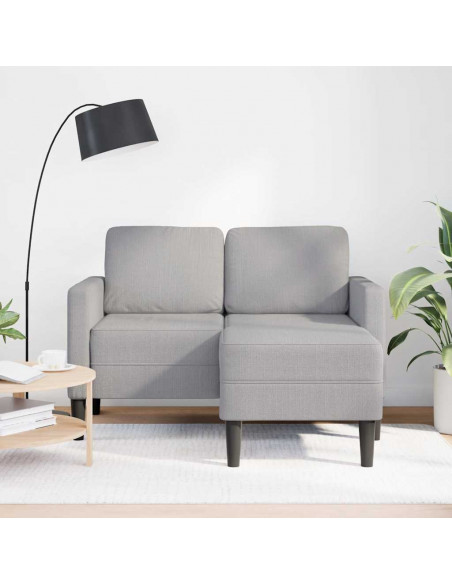 Divano 2 Posti con Chaise a L Grigio Nuvola 125 cm in Tessuto