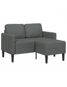 Divano 2 Posti con Chaise a L Grigio Scuro 125 cm in Tessuto