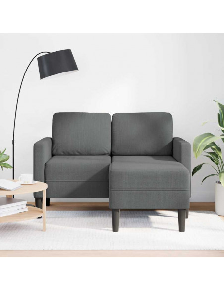 Divano 2 Posti con Chaise a L Grigio Scuro 125 cm in Tessuto