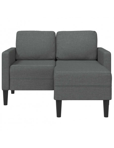 Divano 2 Posti con Chaise a L Grigio Scuro 125 cm in Tessuto