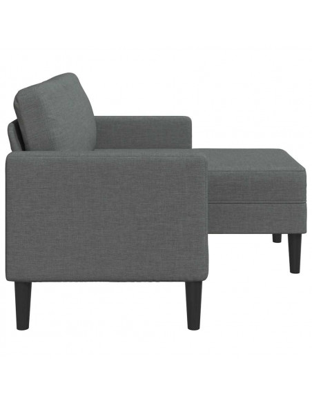 Divano 2 Posti con Chaise a L Grigio Scuro 125 cm in Tessuto