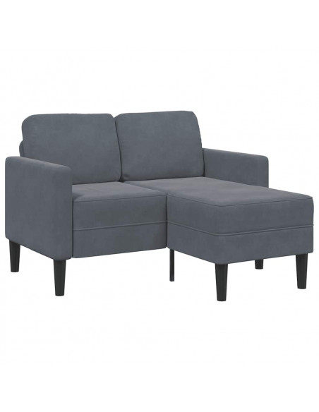 Divano 2 Posti con Chaise a L Grigio scuro 125 cm in Velluto